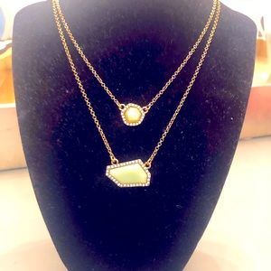 COPY - Anthropologie double chain statement necklace crystal surround new